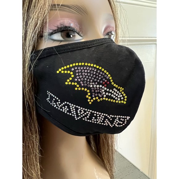 Baltimore Ravens Bling Rhinestone Face Mask Side Logo - Picture 13 of 13